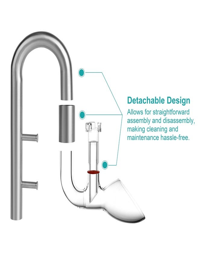 JARDLI Stainless Steel Lily Pipe Set - Hybrid Steel & Detachable Glass Outflow with Skimmer, 360° Multi-Level Inflow - Fish & Shrimp Safe, Easy to Clean (17mm for 5/8'' i.d. (16/22 mm) tubing) - Image 4